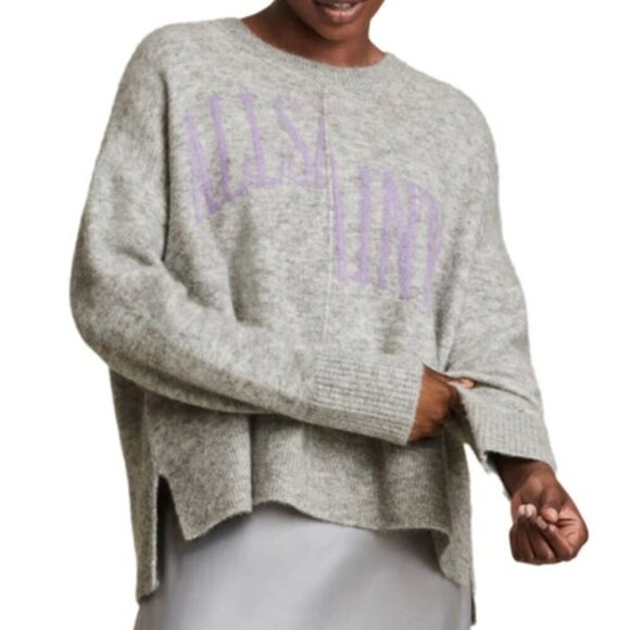 ALLSAINTS Alpaca Split Saints Crew in Gray Marl Size Medium